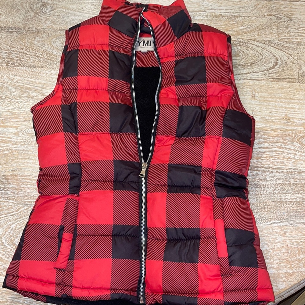 Buffalo plaid vest puffer